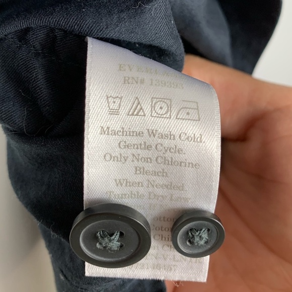 Everlane Cotton 3/4 Sleeve Button Down Black Top SZ 10 Everlane - Picture 5 of 5